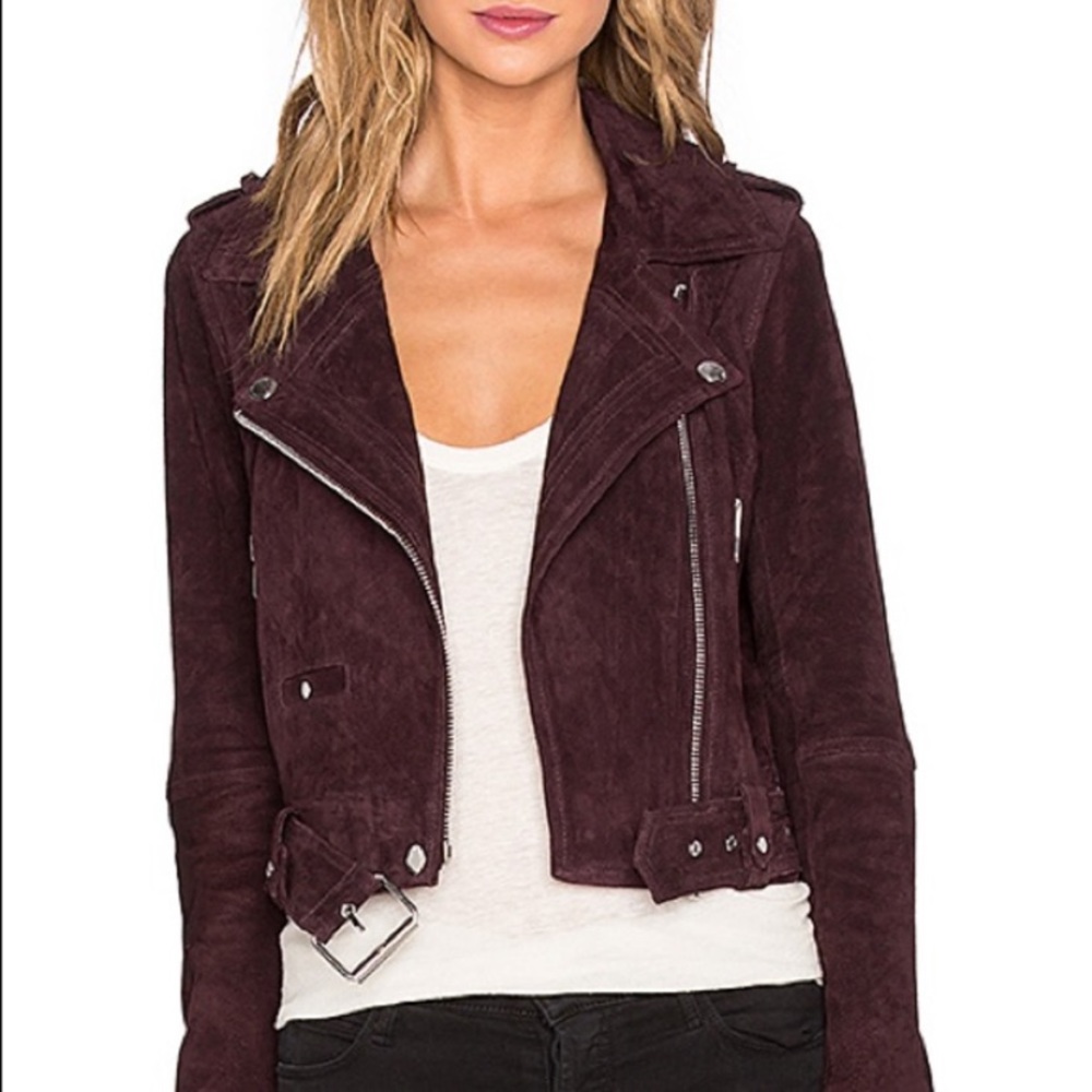 BLANKNYC Suede Moto Jacket Burgundy
